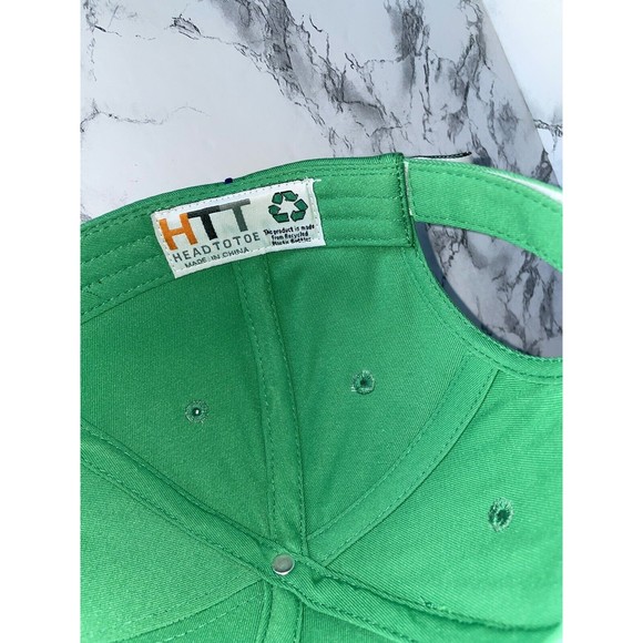 HTT Recycled Sprite Soda Logo Embroidered Blue Piping 6 Panel Fastner Cap Hat - Picture 7 of 12